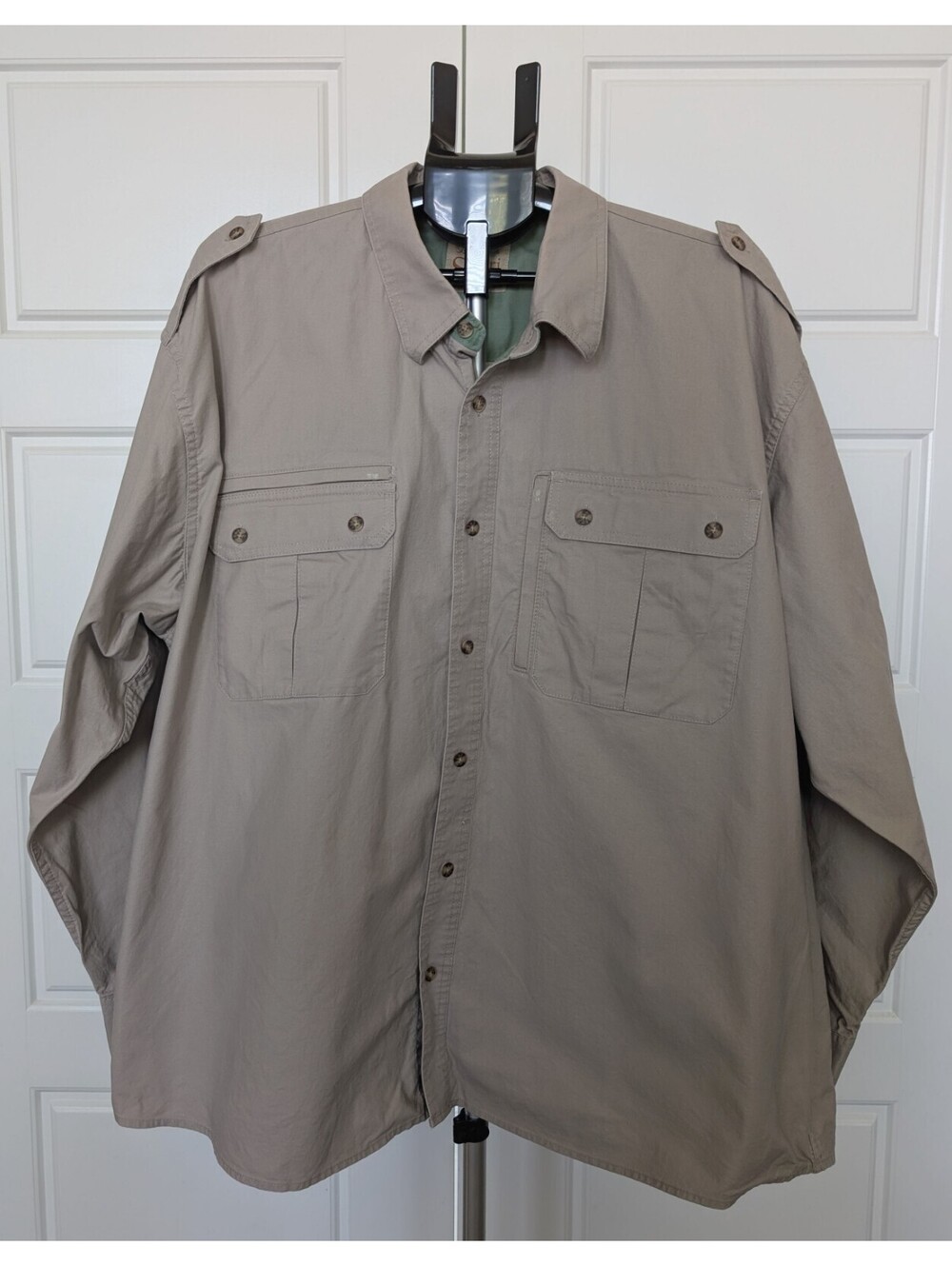 Cabela's Safari Series Tan Button Down Shirt Men's 2XL Utility Pockets